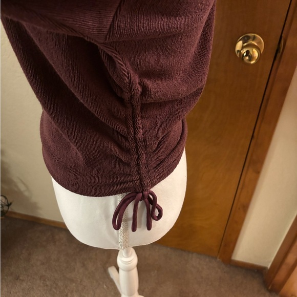 Zara Burgundy Long Sleeve Top With Side Tie Ruching - Picture 4 of 9